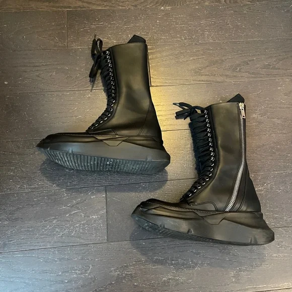 Rick Owens DRKSHDW black leather High Lace-Up Mod Military Boots IT 39 HTF - Picture 5 of 13